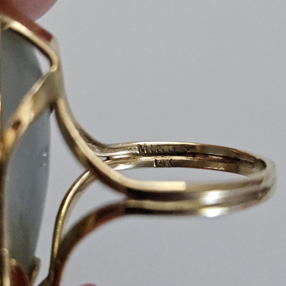 Vintage 14k Ming's Jadeite/Pearl Ring - Picture 8 of 8